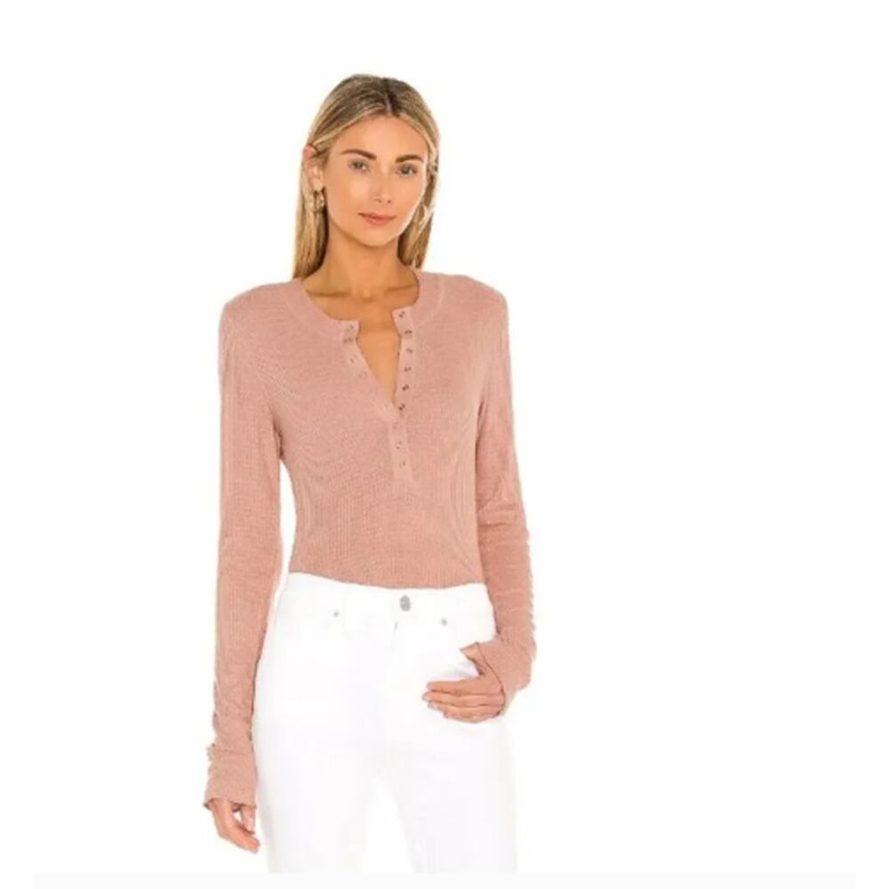 Free People 'One Of The Girls' Henley in ROSE (S)
